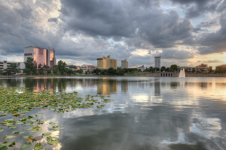 Summer sunset over Lake Mirror, Lakeland, Florida